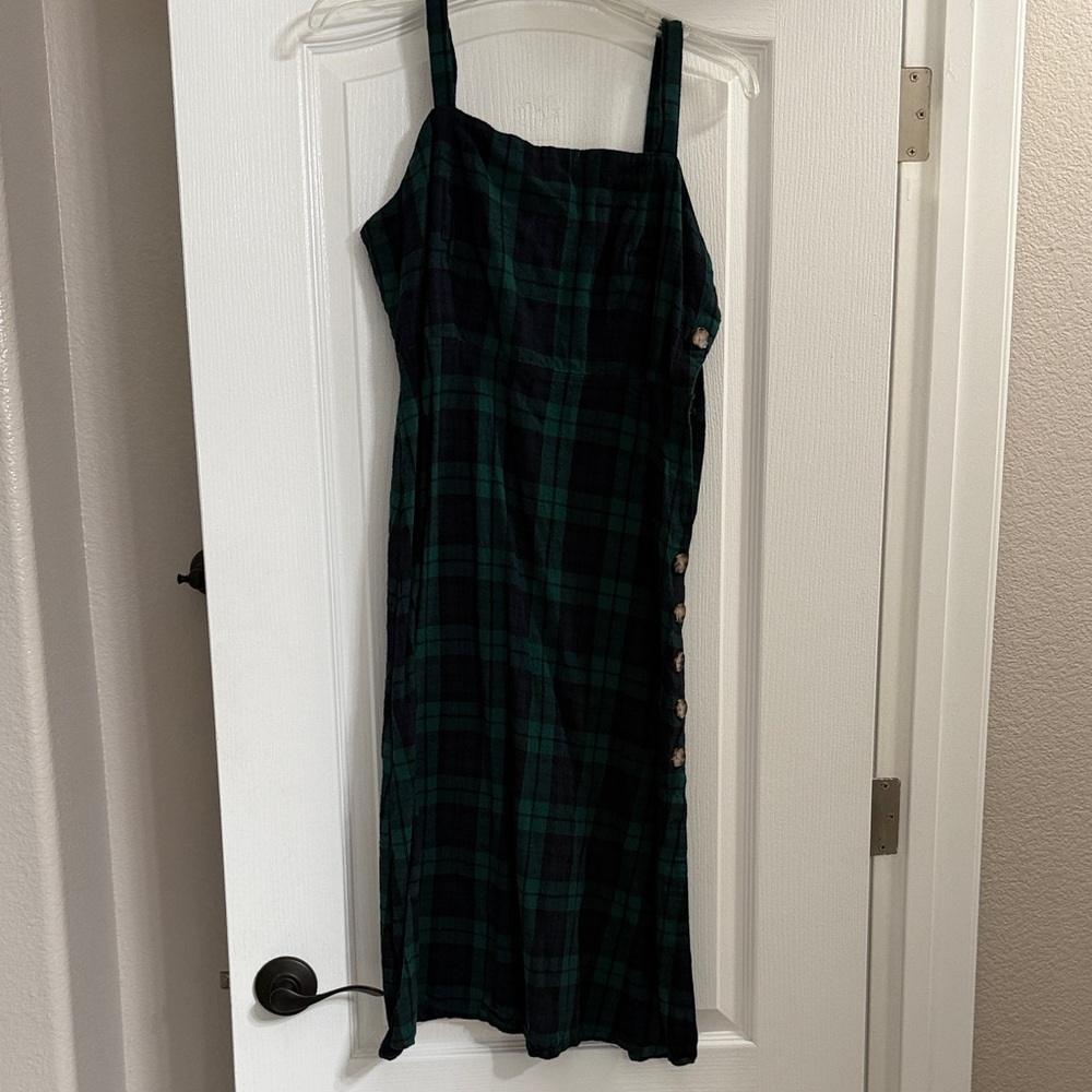 Volcom Checkered Green and Black Midi Dress
